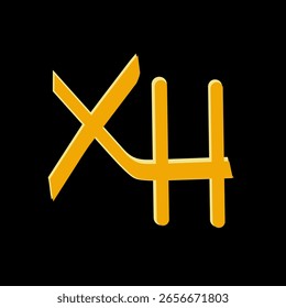 Logo Vector With Gold Color. Abstract Linked Letter XH Logo Design