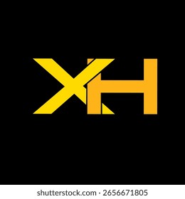 Logo Vector With Gold Color. Abstract Linked Letter XH Logo Design