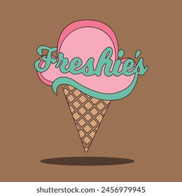 Logo vector graphic for any business, especially for ice cream parlors, shops, cafes, etc. Ice cream logo design with ice cream cone ice cream illustration.