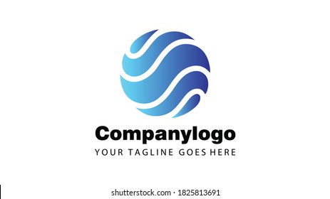 Gráfico vectorial de logotipo de diseño plano de círculo azul. Bueno para el logo de la compañía