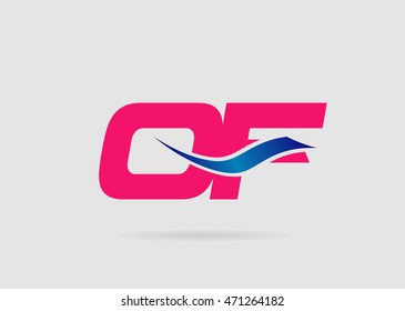 OF Logo. Vector Graphic Branding Letter Element
