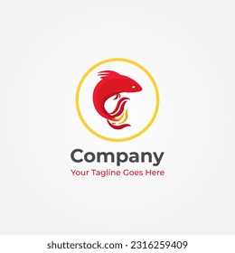 Logo Vector Graphic Design Red ornamental fish in a circle. This logo is suitable for fish and livestock businesses