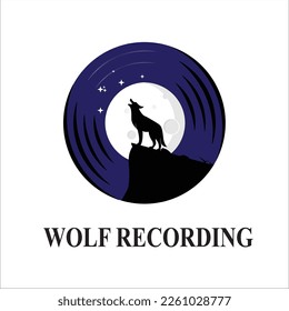 Logo vector graphic of a howling wolf vinyl record