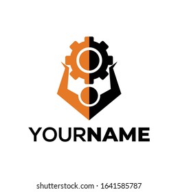 Logo Vector Graphic Illustration of Gear Man, Perfect Logo For Busines, Office Space, Workshop, etc.  