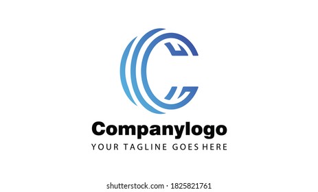 Gráfico vectorial del logotipo del diseño plano del símbolo c de letra. Ajustar el logotipo de la compañía