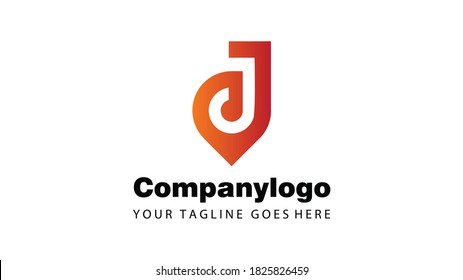 Logo vector graphic of letter j combination with navigation sign flat design. Fit for company logo