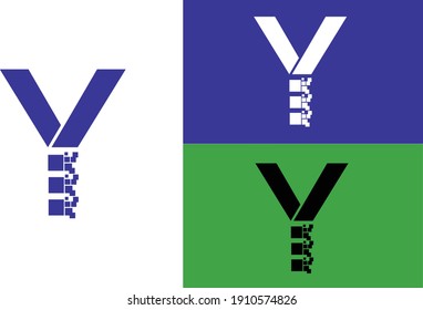 Logo Vector Graphic Of Letter Y With Cut Cube, Good For Design Icon Or Template