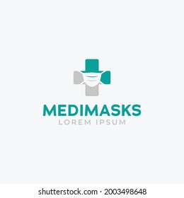 Logo vectorial gráfico de mascarilla médica, perfecto para hospitales, clínicas de salud, ONG o tratamientos cardiacos, y empresas de mascarillas