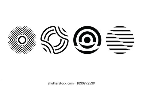 Gráfico vectorial de logotipo de diseño plano de círculo fijo. Ajustar el logotipo de la compañía