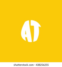 AT Logo. Vector Graphic Sphere Branding Letter Element. Orange Background