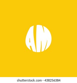AM Logo. Vector Graphic Sphere Branding Letter Element. Orange Background