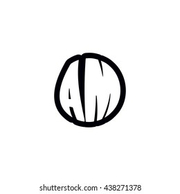AM Logo. Vector Graphic Sphere Branding Letter Element. White Background