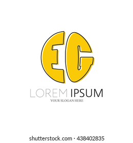 EG Logo. Vector Graphic Sphere Branding Letter Element. White Background