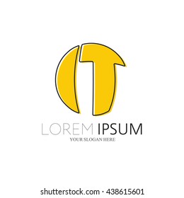 IT Logo. Vector Graphic Sphere Branding Letter Element. White Background