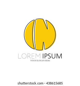 IN Logo. Vector Graphic Sphere Branding Letter Element. White Background