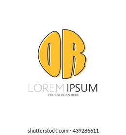 OR Logo. Vector Graphic Sphere Branding Letter Element. White Background
