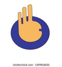 Logo Vector Hand Ok brown color and blue with white background