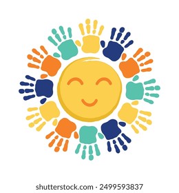 Logo vector for Handprints sun kids