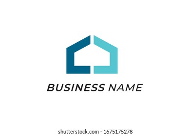 diseño del hogar vectorial del logotipo y letra C