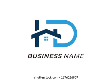Logo-Vektorillustration-Haus und Buchstabe H