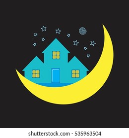 Logo Vector Of Home on The Moon with Black Background