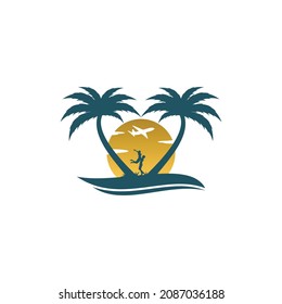 Logo vector for honeymoon beach