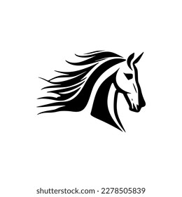 Logo of a vector horse in black and white.