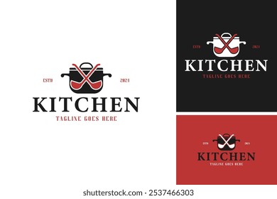 Logo vector of hot pot with ladle design vector illustration