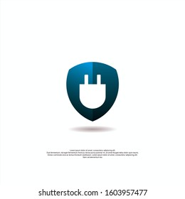 logo vector icon electric plug in shield