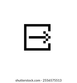 Logo vector icon log out in pixel style