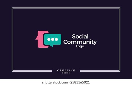 Logo vector icon representing diversity, communication, conference, people connection with chat bubbles to symbolize discussion and conversation