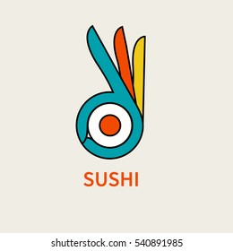 Logo vector, icon sushi. Fingers in sign ok.