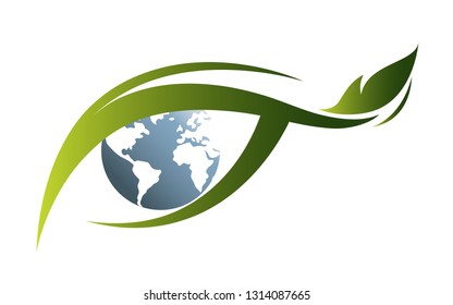 Logo vector illustration of abstract blue global eye on white background. EPS 10.