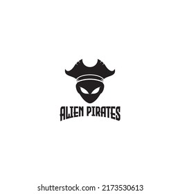 logo vector illustration of an alien wearing a pirate hat. funny, unique, interesting and simple
