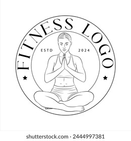 Logo Vector Illustration of beautiful fitness woman exercising Gymnastic Rings Home Gym