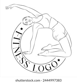 Logo Vector Illustration of beautiful fitness woman exercising Gymnastic Rings Home Gym