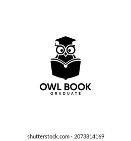 Logo-Vektorgrafik kombiniert Eule-Symbol mit Buch- und Bildungssymbol. lustig, einzigartig, einfach und einfach anzuwenden
