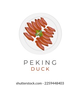 Logo Vector Illustration of Cuts of Chinese Peking Duck Served on a White Plate