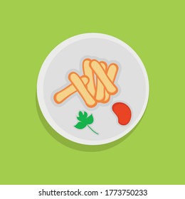 logo vector illustration of a dish of fried fish fillets served with French fries. fish and chips logo icon.