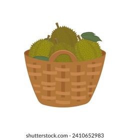 Logo Vector illustration of durian fruit in a bamboo basket