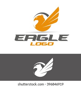 logo vector illustration of an eagle's head with wings in a circle