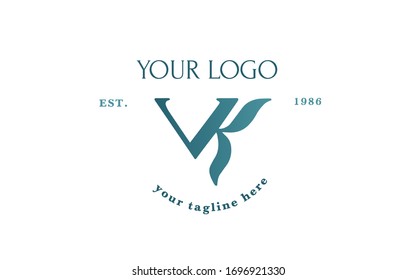 Logo vector illustration. Emblem design on white background. Lettering business logotype. VK monogram 