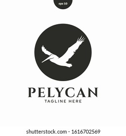 Logo vector illustration. flying pelican bird. Flat style silhouette. eps10