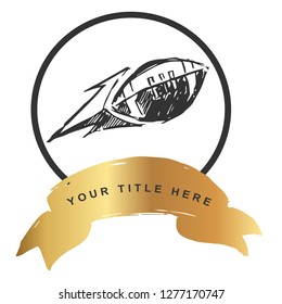 Logo Vector Illustration of Football with Gold Banner. Graphic Design for T-shirt, Poster, Card and Background.