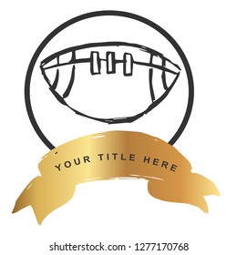 Logo Vector Illustration of Football with Gold Banner. Graphic Design for T-shirt, Poster, Card and Background.