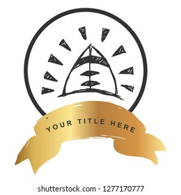Logo Vector Illustration of Football with Gold Banner. Graphic Design for T-shirt, Poster, Card and Background.