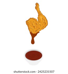 Logo vector illustration of fried chicken dipped in sauce