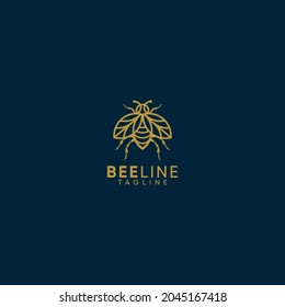 Logo vector illustration of gold colored beetle line art, elegant, simple and luxurious
