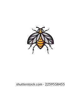 Logo vector illustration of a honey bee in 3d nuances. elegant, modern and colorful
