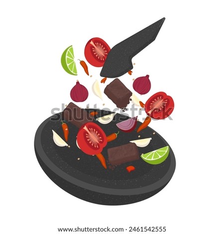 Logo Vector illustration of  Levitation sambal terasi or Chili shrimp paste ingredients